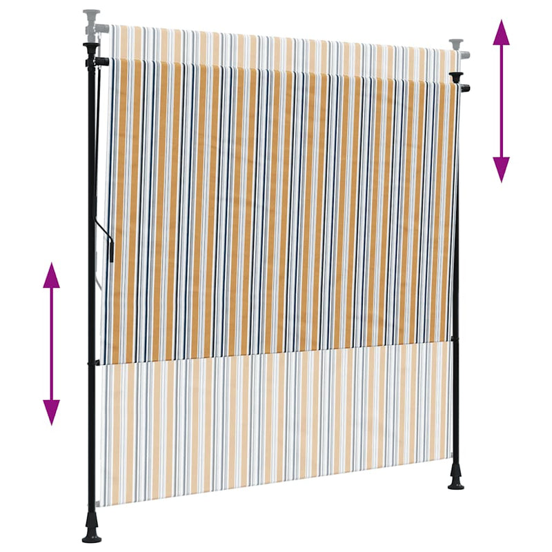 vidaXL sárga és fehér szövet és acél kültéri roló 150 x 270 cm