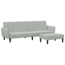 vidaXL 2személyes világosszürke bársony kanapéágy lábtartóval