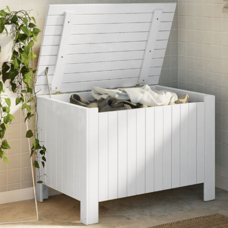 vidaXL RANA fehér tömör fenyőfa tárolóláda fedéllel 80 x 49 x 54 cm