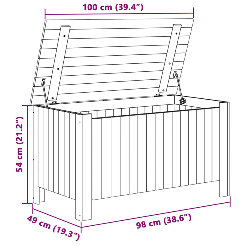 vidaXL RANA tömör fenyőfa tárolóláda fedéllel 100 x 49 x 54 cm