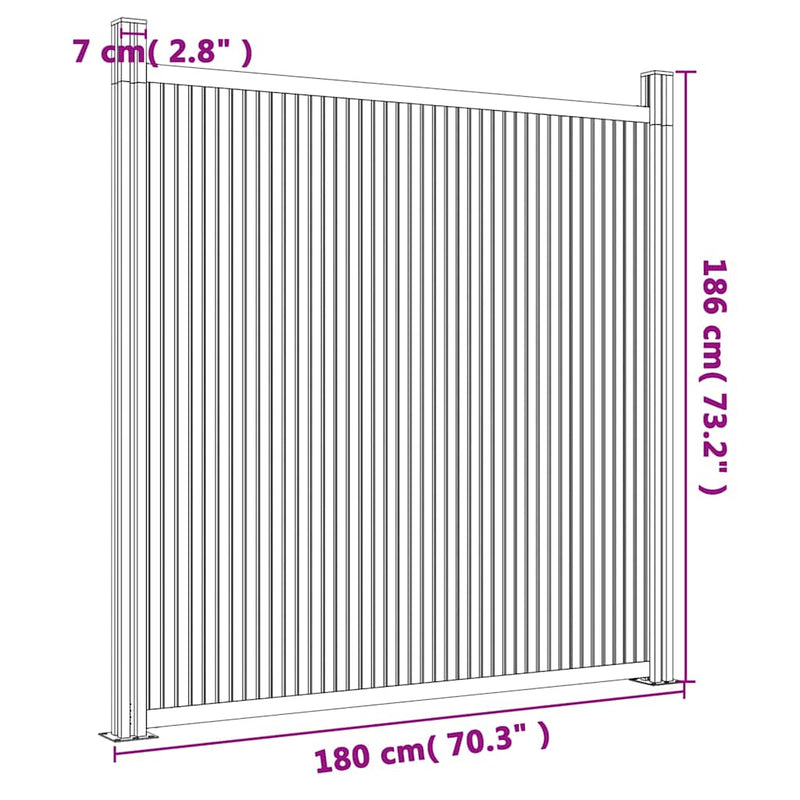 vidaXL szürke WPC kerítéspanel 180 x 186 cm