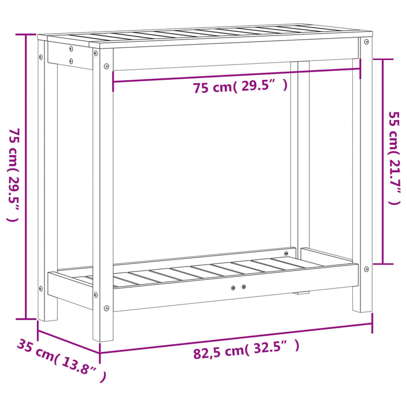 vidaXL impregnált fenyőfa ültetőasztal polccal 82,5 x 35 x 75 cm