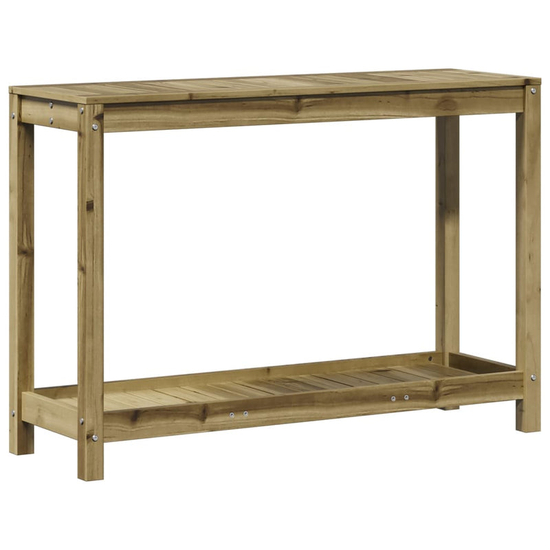 vidaXL impregnált fenyőfa ültetőasztal polccal 108 x 35 x 75 cm