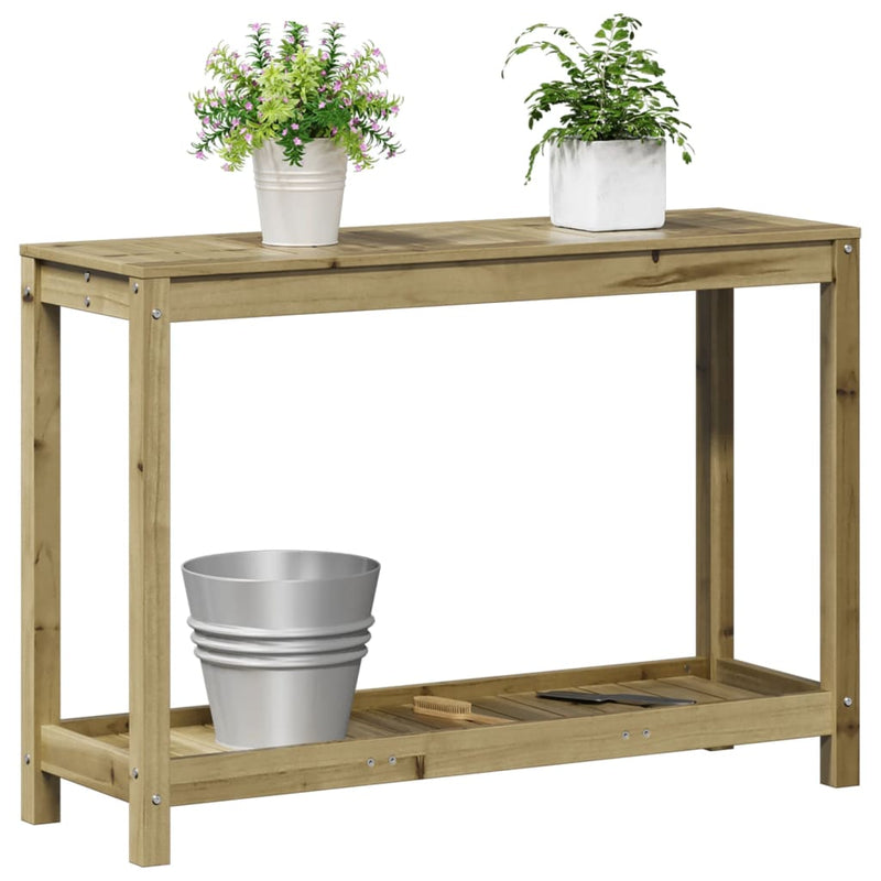 vidaXL impregnált fenyőfa ültetőasztal polccal 108 x 35 x 75 cm