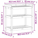 vidaXL tömör fenyőfa ültetőasztal polcokkal 82,5 x 45 x 86,5 cm