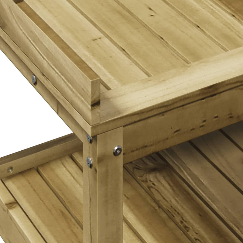 vidaXL impregnált fenyőfa ültetőasztal polcokkal 108 x 45 x 86,5 cm