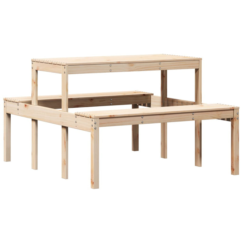 vidaXL tömör fenyőfa piknik asztal 110 x 134 x 75 cm