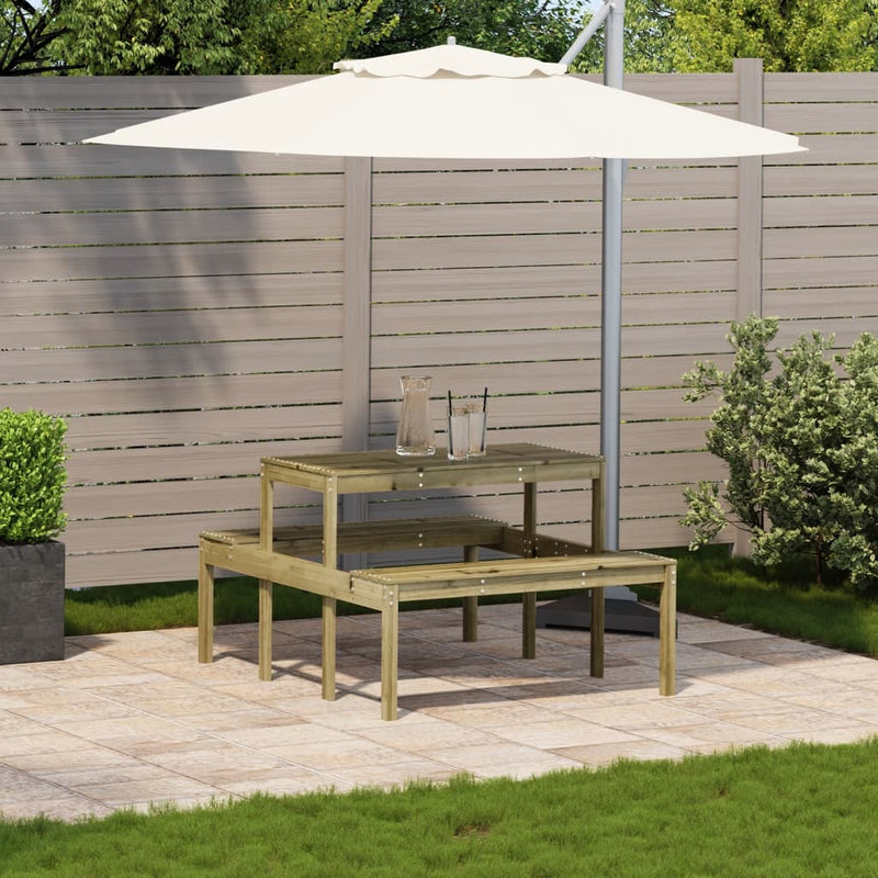 vidaXL impregnált fenyőfa piknik asztal 110 x 134 x 75 cm