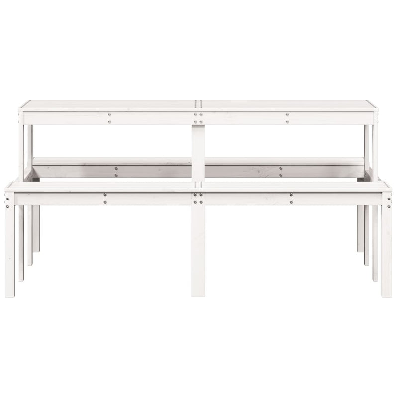 vidaXL fehér tömör fenyőfa piknik asztal 160 x 134 x 75 cm