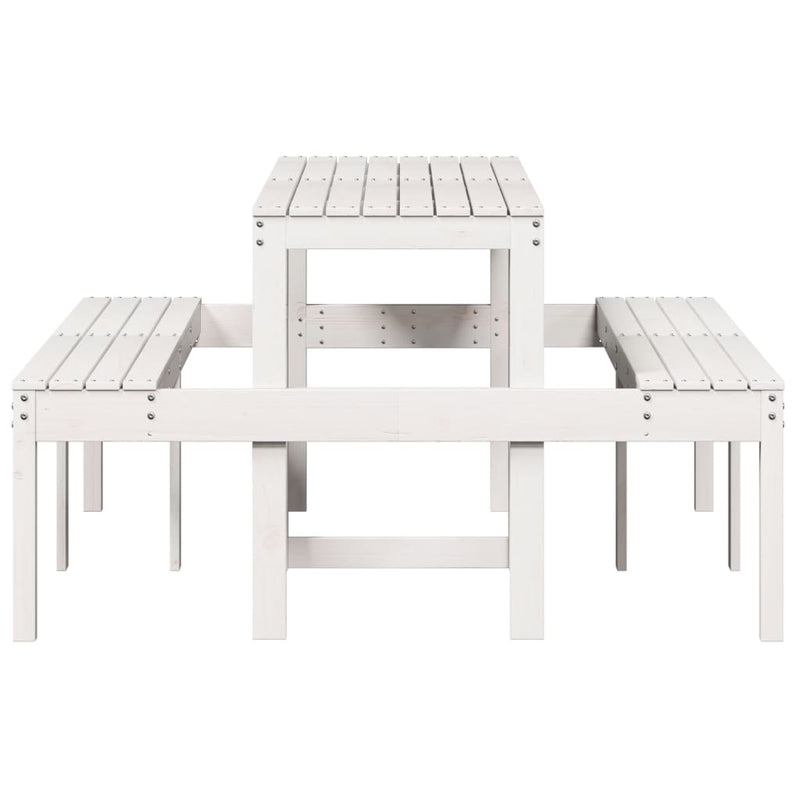 vidaXL fehér tömör fenyőfa piknik asztal 160 x 134 x 75 cm