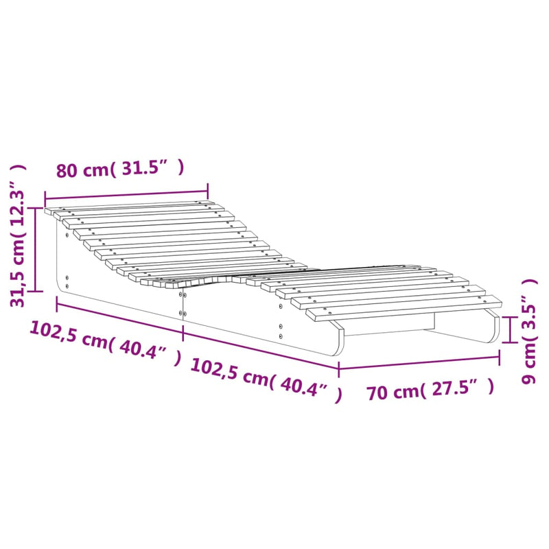 vidaXL tömör fenyőfa napozóágy 205 x 80 x 31,5 cm