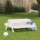 vidaXL fehér tömör fenyőfa piknikasztal homokozóval gyerekeknek