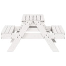 vidaXL fehér tömör fenyőfa piknikasztal homokozóval gyerekeknek