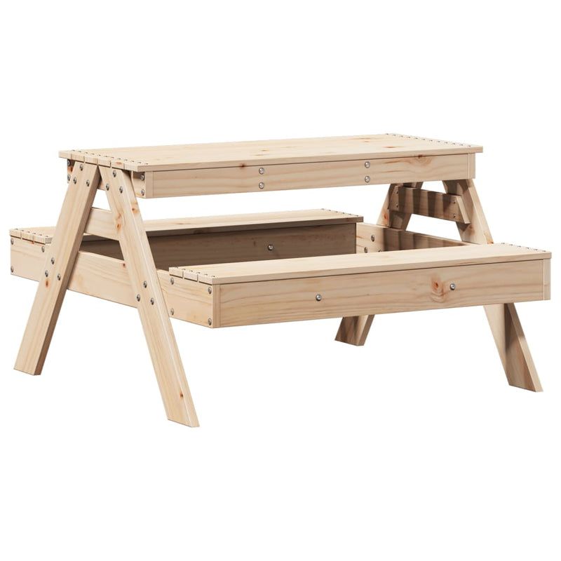 vidaXL tömör fenyőfa piknikasztal gyerekeknek 88 x 97 x 52 cm