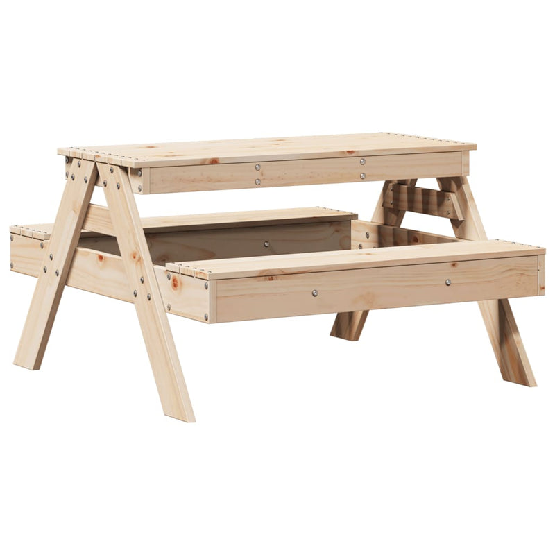 vidaXL tömör fenyőfa piknikasztal gyerekeknek 88 x 97 x 52 cm