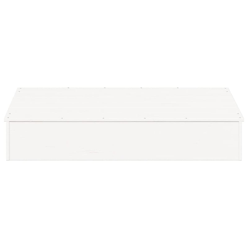 vidaXL fehér tömör fenyőfa homokozó fedővel 111 x 111 x 19,5 cm