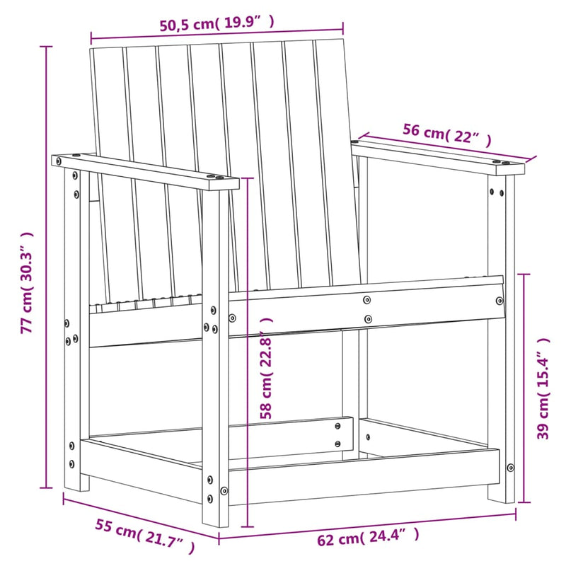 vidaXL impregnált fenyőfa kerti szék 62 x 56 x 77 cm