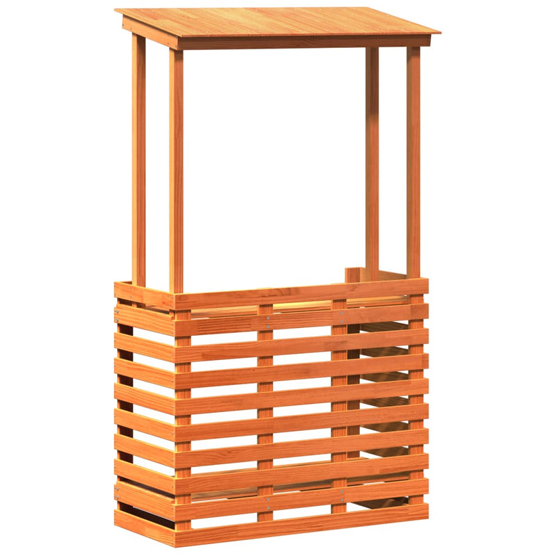 vidaXL viaszbarna kültéri tömör fa bárasztal tetővel 112,5x57x195,5 cm