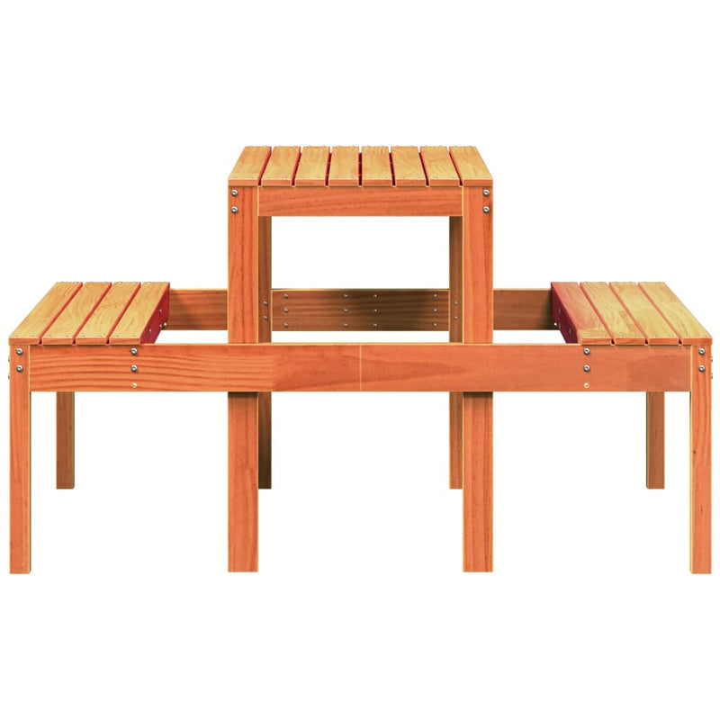vidaXL viaszbarna tömör fenyőfa piknik asztal 110 x 134 x 75 cm