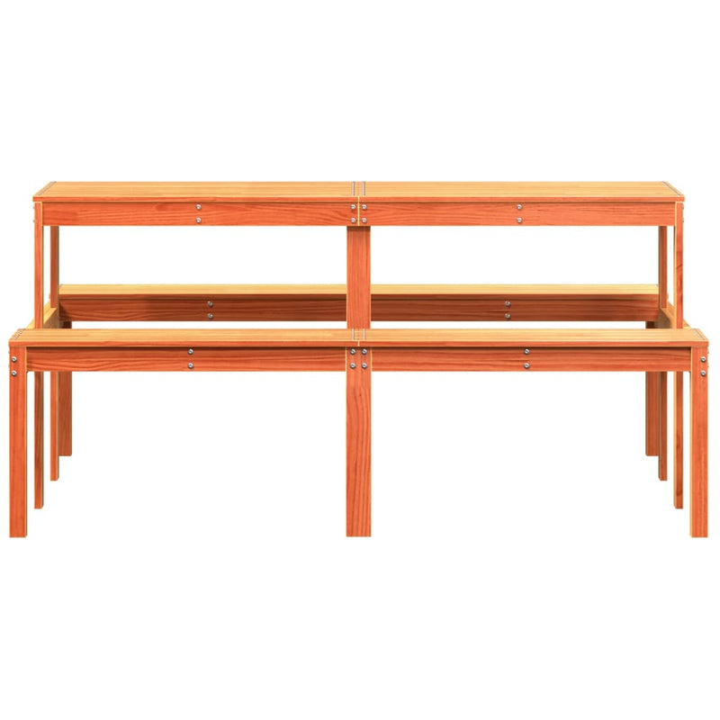 vidaXL viaszbarna tömör fenyőfa piknik asztal 160 x 134 x 75 cm