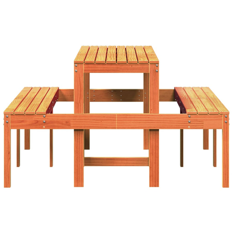 vidaXL viaszbarna tömör fenyőfa piknik asztal 160 x 134 x 75 cm