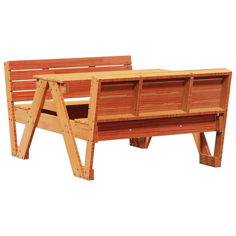 vidaXL tömör fenyőfa viaszbarna piknikasztal gyerekeknek 88x122x58 cm