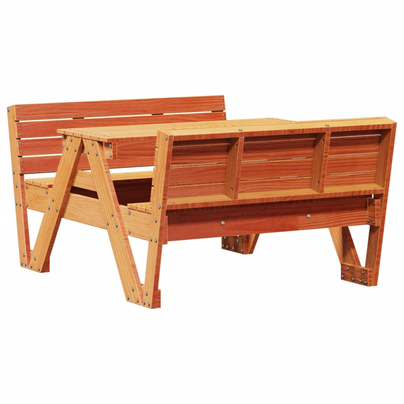 vidaXL tömör fenyőfa viaszbarna piknikasztal gyerekeknek 88x122x58 cm