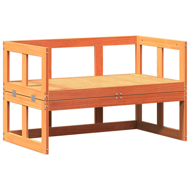 vidaXL kihúzható viaszbarna tömör fenyőfa kerti pad