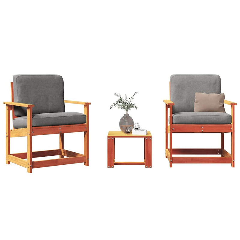 vidaXL 3 részes viaszbarna tömör fenyőfa kerti pihenőgarnitúra