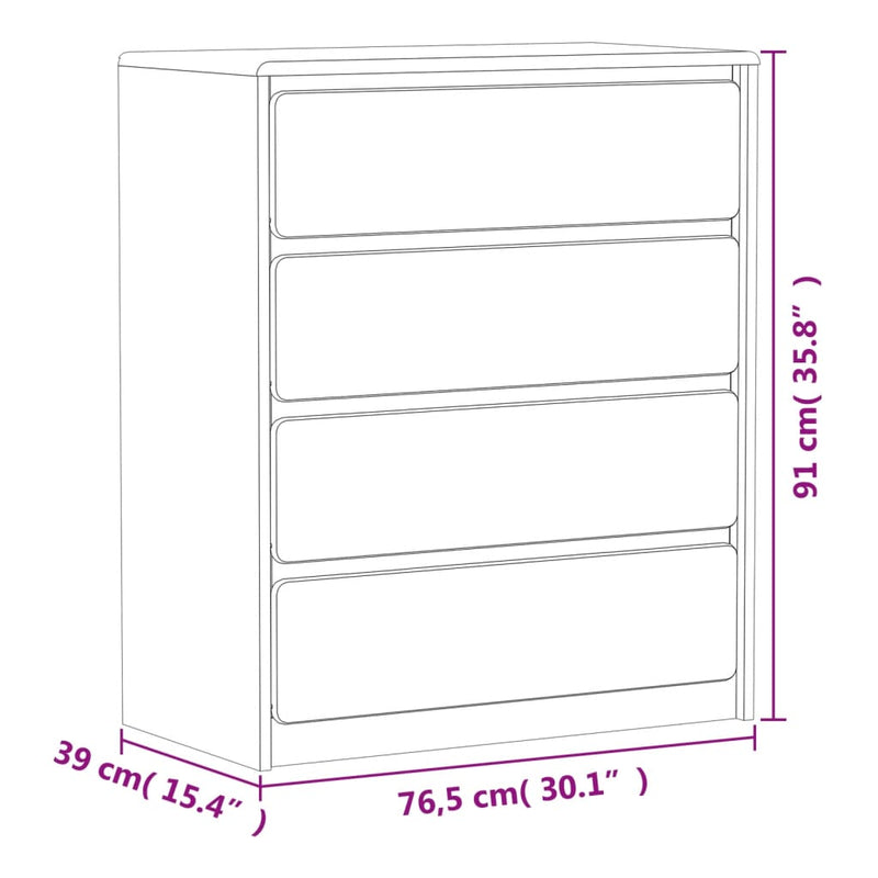vidaXL SAUDA tölgy tömör fenyőfa fiókos szekrény 76,5 x 39 x 91 cm