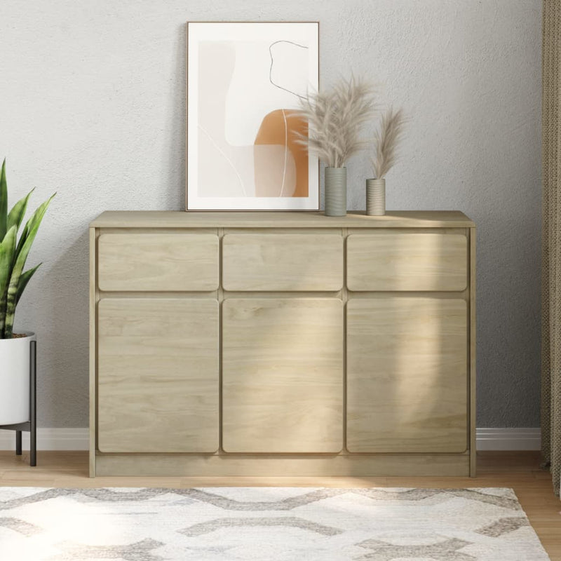 vidaXL SAUDA tölgyszínű tömör fenyőfa tálalószekrény 114x43x75,5 cm
