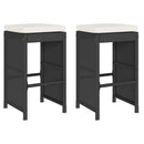 vidaXL 2 db fekete polyrattan kerti bárszék párnával