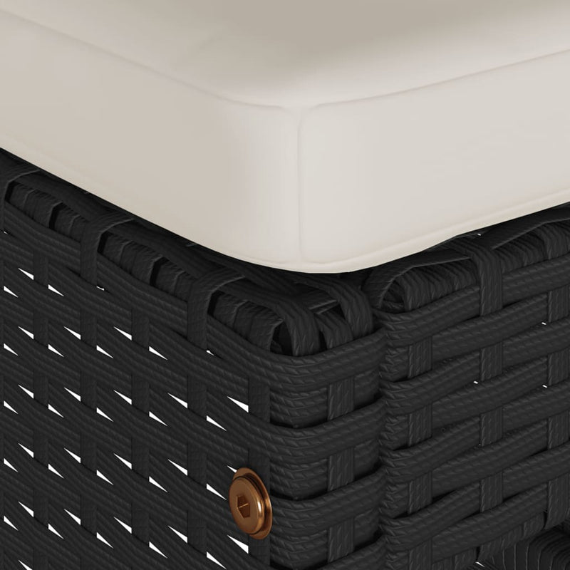 vidaXL 2 db fekete polyrattan kerti bárszék párnával