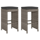 vidaXL 2 db szürke polyrattan kerti bárszék párnával