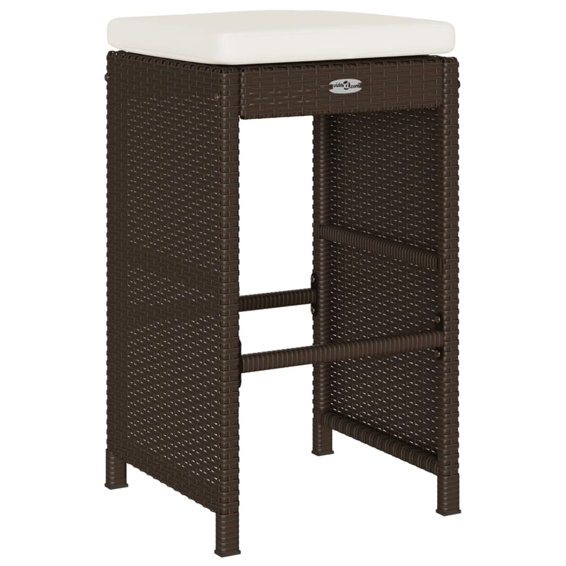 vidaXL 4 db barna polyrattan kerti bárszék párnával