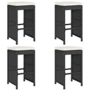 vidaXL 4 db fekete polyrattan kerti bárszék párnával