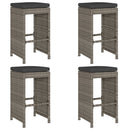 vidaXL 4 db szürke polyrattan kerti bárszék párnával