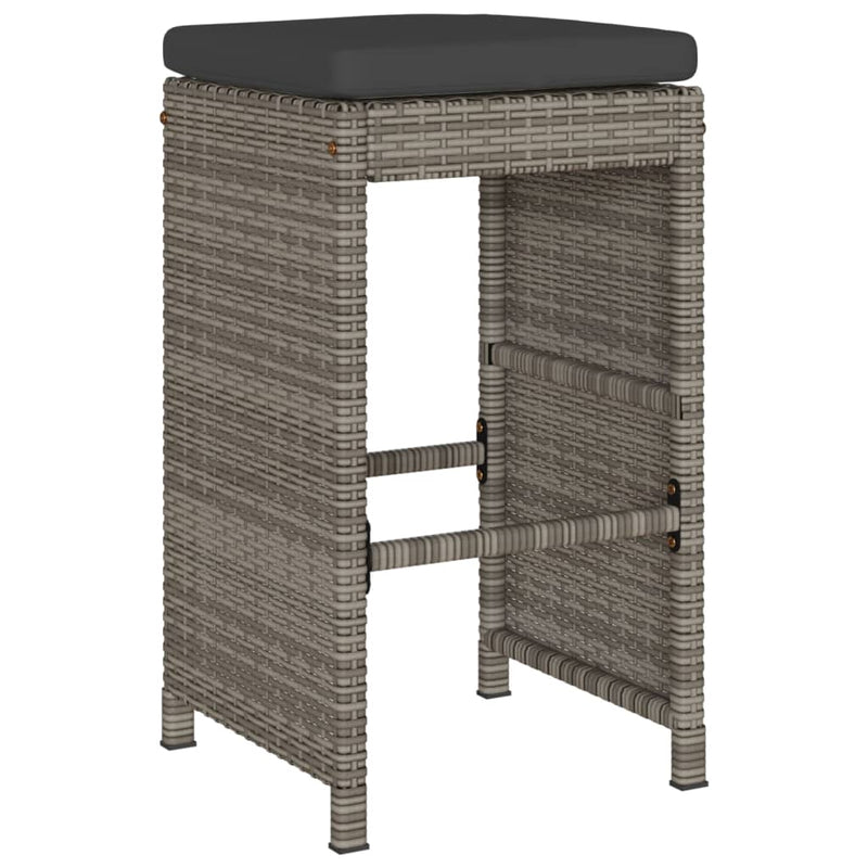 vidaXL 6 db szürke polyrattan kerti bárszék párnával