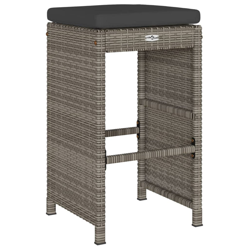 vidaXL 6 db szürke polyrattan kerti bárszék párnával