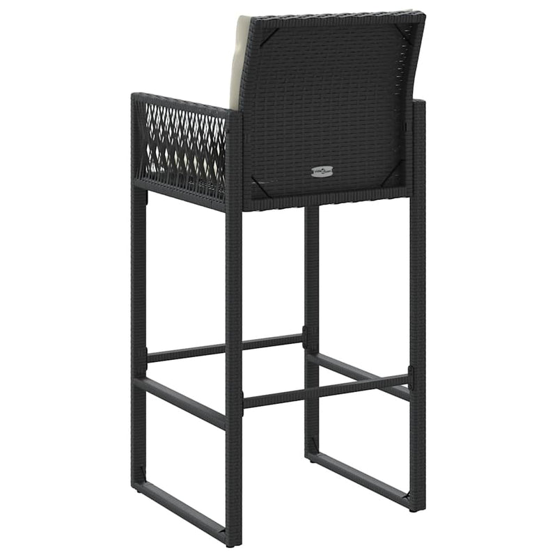 vidaXL 2 db fekete polyrattan kerti bárszék párnával