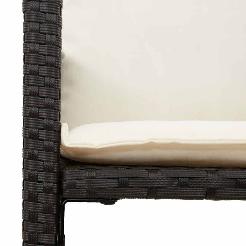 vidaXL 2 db fekete polyrattan kerti bárszék párnával