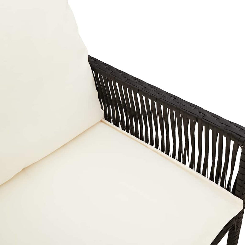 vidaXL 2 db fekete polyrattan kerti bárszék párnával