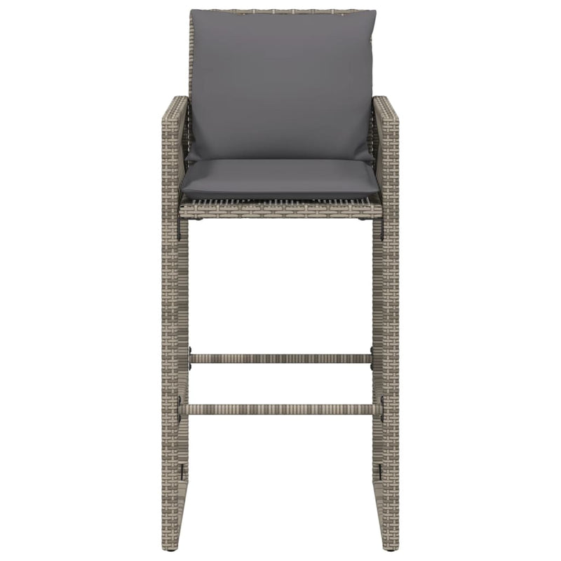 vidaXL 2 db szürke polyrattan kerti bárszék párnával
