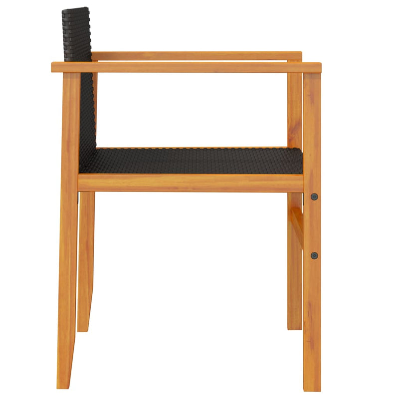 vidaXL 2 db fekete polyrattan és tömör fa kerti szék