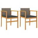 vidaXL 2 db szürke polyrattan és tömör fa kerti szék párnával