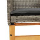 vidaXL 2 db szürke polyrattan és tömör fa kerti szék párnával