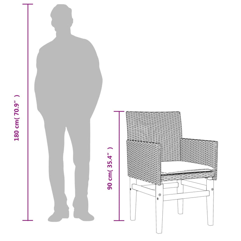 vidaXL 2 db bézs polyrattan és tömör fa kerti szék párnával