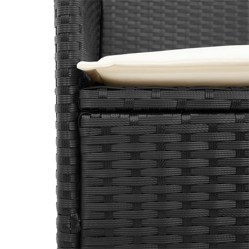 vidaXL 2 db fekete polyrattan és tömör fa kerti szék párnával