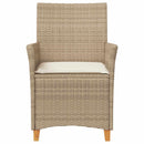 vidaXL 2 db bézs polyrattan és tömör fa kerti szék párnával