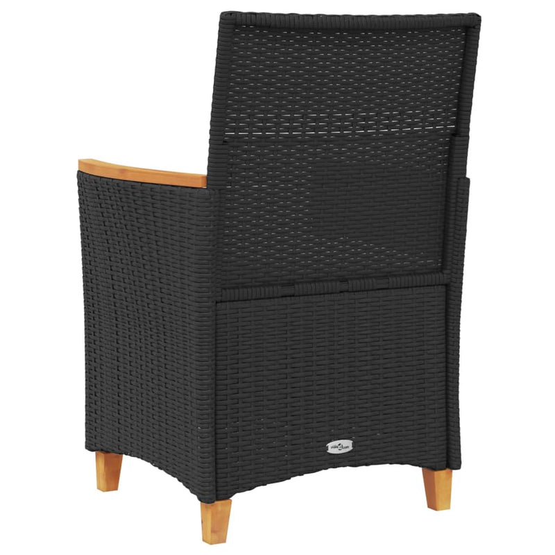 vidaXL 2 db fekete polyrattan és tömör fa kerti szék párnával